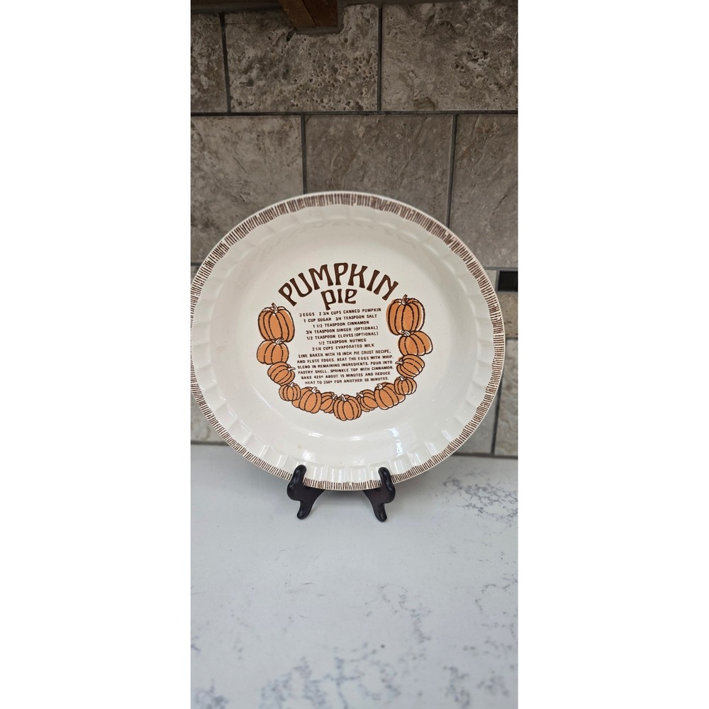 Vintage Royal China Jeannette Pumpkin Pie Recipe Plate Ceramic  Made see pics